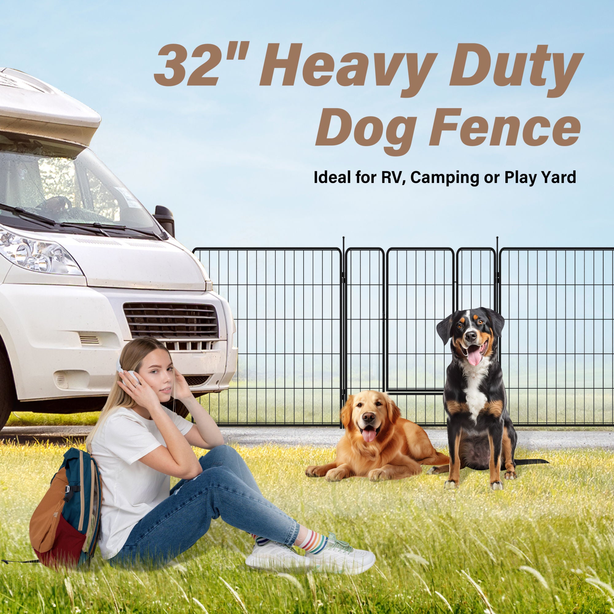 Dog Playpen Indoor Outdoor, 32" Height Doba